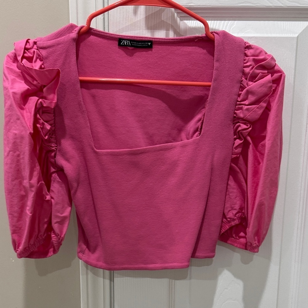 Zara Fuchsia Puff Sleeve Blouse
